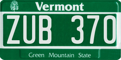 VT license plate ZUB370