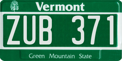 VT license plate ZUB371