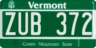 VT license plate ZUB372