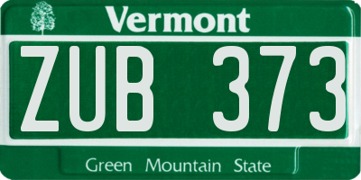 VT license plate ZUB373