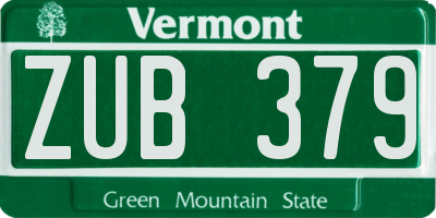 VT license plate ZUB379