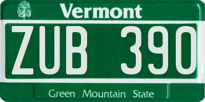 VT license plate ZUB390