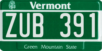 VT license plate ZUB391