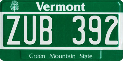 VT license plate ZUB392