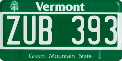 VT license plate ZUB393