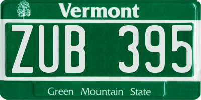 VT license plate ZUB395