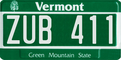 VT license plate ZUB411