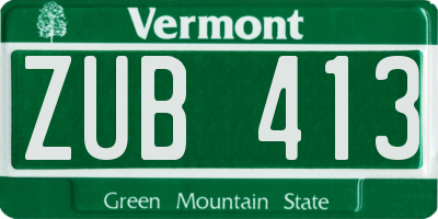 VT license plate ZUB413