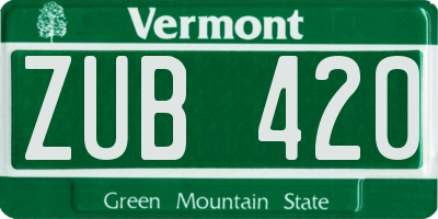 VT license plate ZUB420