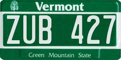 VT license plate ZUB427