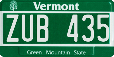 VT license plate ZUB435