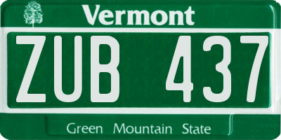 VT license plate ZUB437