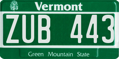 VT license plate ZUB443