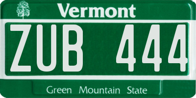 VT license plate ZUB444