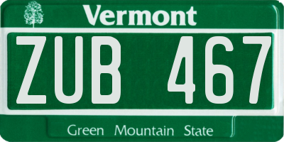 VT license plate ZUB467