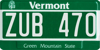 VT license plate ZUB470