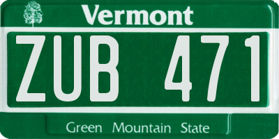 VT license plate ZUB471
