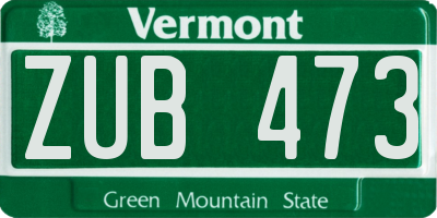 VT license plate ZUB473