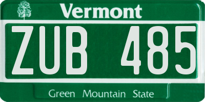VT license plate ZUB485