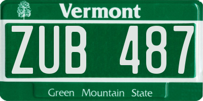 VT license plate ZUB487