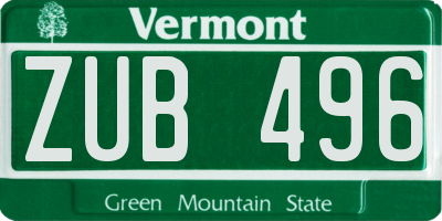 VT license plate ZUB496