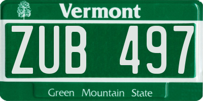 VT license plate ZUB497