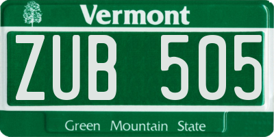 VT license plate ZUB505
