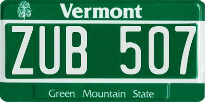 VT license plate ZUB507