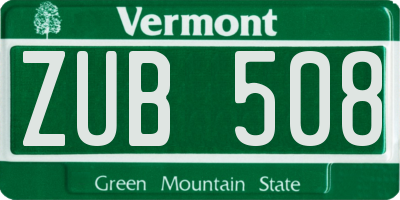 VT license plate ZUB508