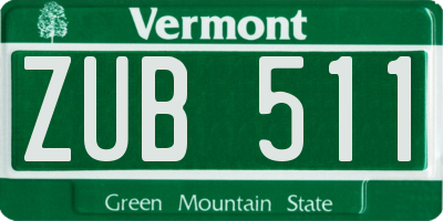 VT license plate ZUB511