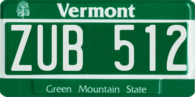 VT license plate ZUB512