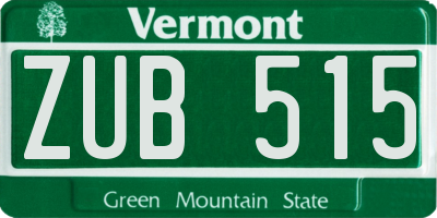 VT license plate ZUB515