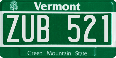 VT license plate ZUB521