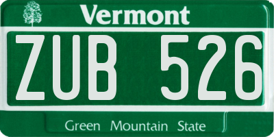 VT license plate ZUB526