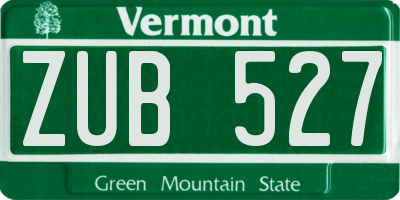VT license plate ZUB527