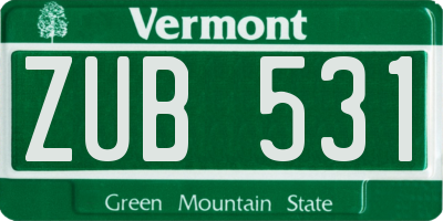 VT license plate ZUB531