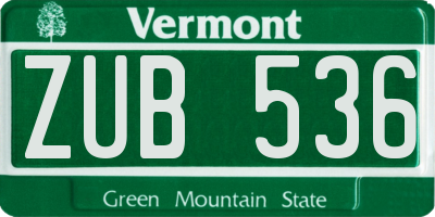 VT license plate ZUB536