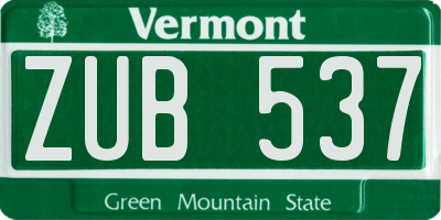 VT license plate ZUB537