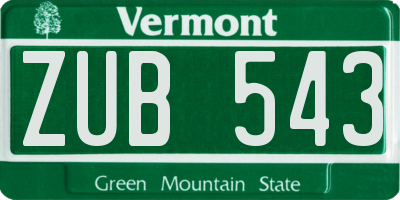 VT license plate ZUB543