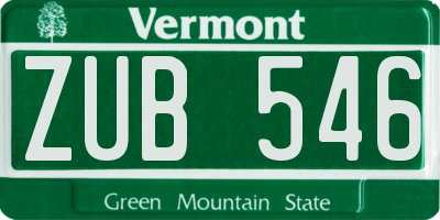 VT license plate ZUB546