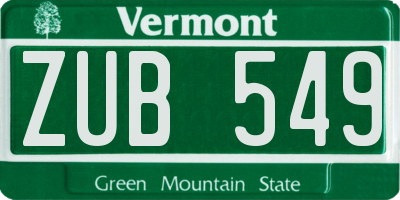 VT license plate ZUB549