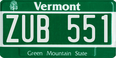 VT license plate ZUB551