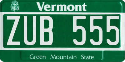 VT license plate ZUB555
