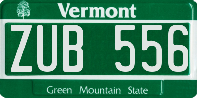 VT license plate ZUB556