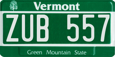 VT license plate ZUB557