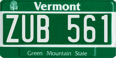 VT license plate ZUB561