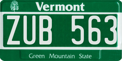 VT license plate ZUB563