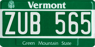 VT license plate ZUB565