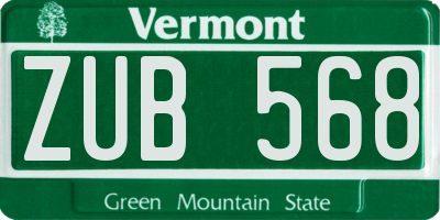 VT license plate ZUB568