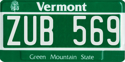 VT license plate ZUB569